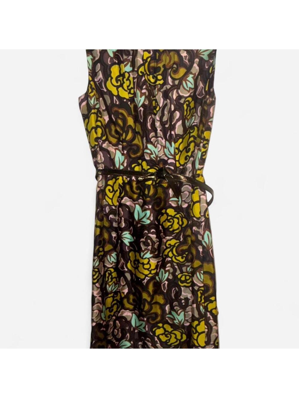 Milly - Original Milly of New York Multi Color Floral Silk Dress with Black Belt
